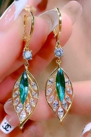 Blue Leaf Zircon Earrings