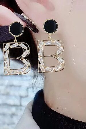 Crystal Letter B Drop Earrings -136