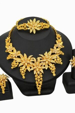 Dubai 24K Gold Plated 4Pcs Necklace Set-312