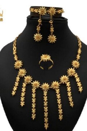 Dubai 24K Gold Plated 4Pcs Necklace Set-313