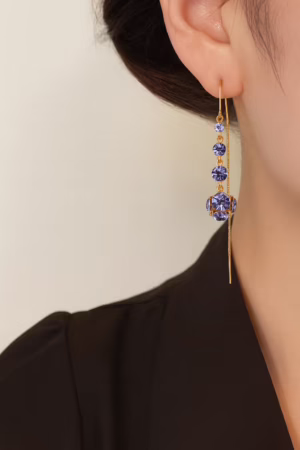 Lavender Crystal Bead Drop Earrings