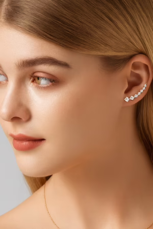 Zircon Curve Ear Climber -137