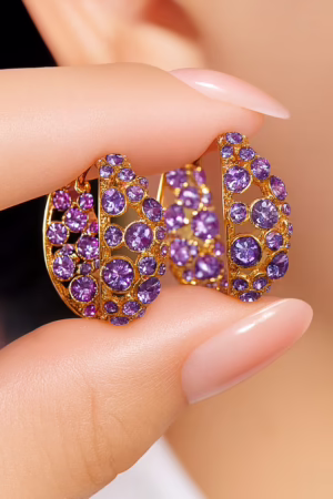 Light Purple Zircon Earrings-112