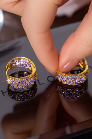 Light Purple Zircon Earrings-112