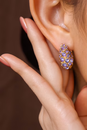 Light Purple Zircon Earrings-112