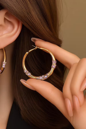 All-Match Purple Zircon Earrings-118
