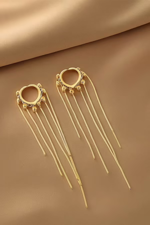 Golden Heart Tassel Earrings -149