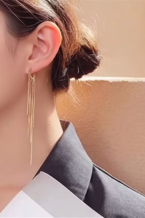 Golden Heart Tassel Earrings