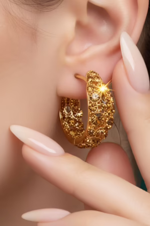 Golden Zircon Victorian Earrings-127